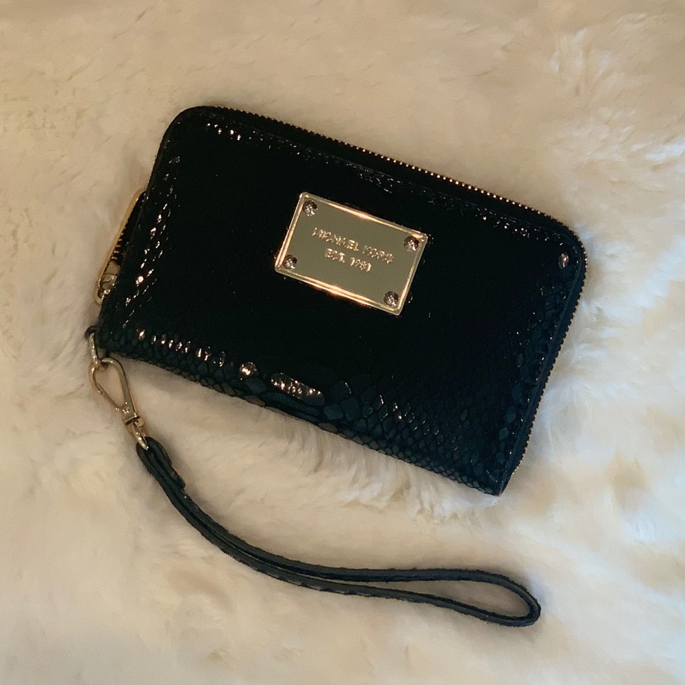 Michael Kors faux snakeskin wristlet
